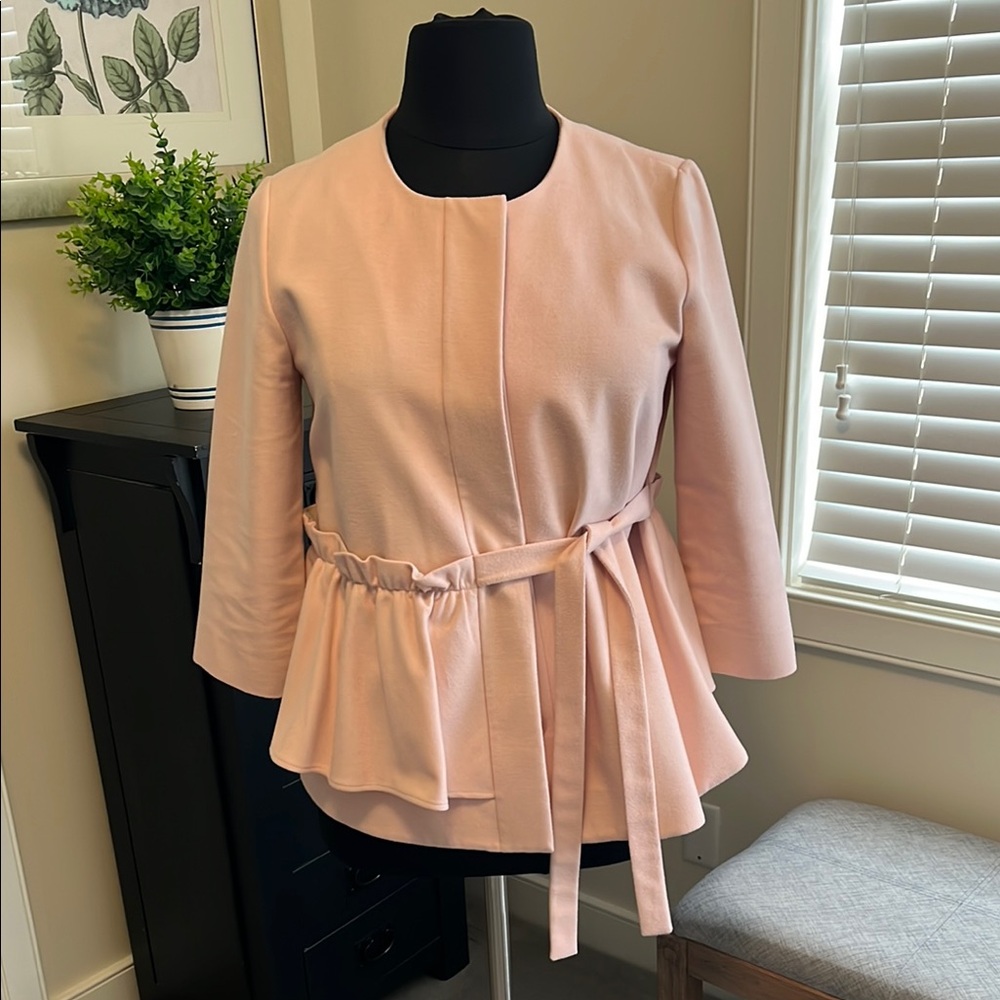 Blush Peplum Jacket with Belt